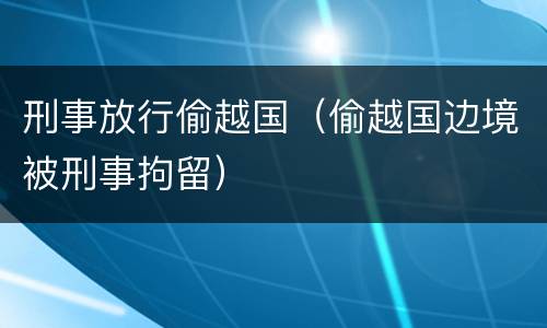刑事放行偷越国（偷越国边境被刑事拘留）