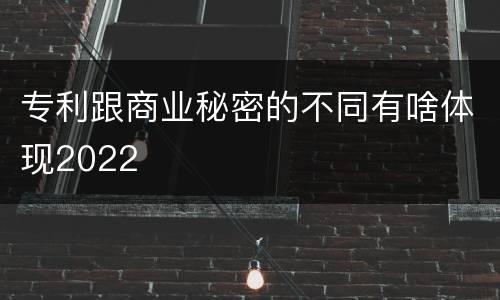 专利跟商业秘密的不同有啥体现2022