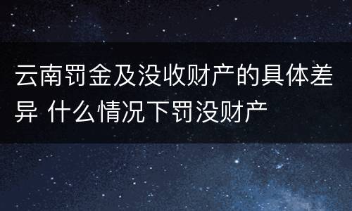 云南罚金及没收财产的具体差异 什么情况下罚没财产