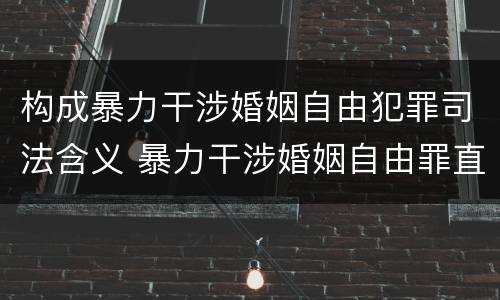 构成暴力干涉婚姻自由犯罪司法含义 暴力干涉婚姻自由罪直接侵害的客体是人身权利
