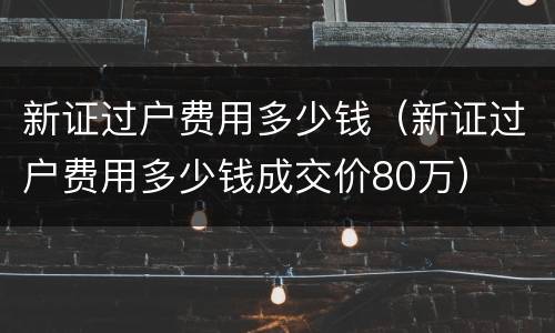 新证过户费用多少钱（新证过户费用多少钱成交价80万）