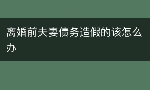 离婚前夫妻债务造假的该怎么办