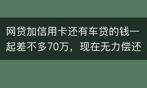 网贷加信用卡还有车贷的钱一起差不多70万，现在无力偿还了会被判刑吗