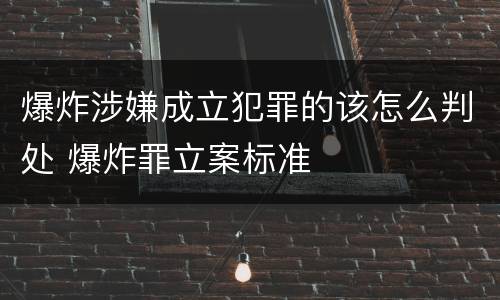 爆炸涉嫌成立犯罪的该怎么判处 爆炸罪立案标准