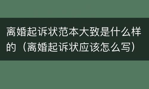 离婚起诉状范本大致是什么样的（离婚起诉状应该怎么写）