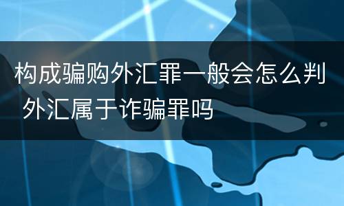 构成骗购外汇罪一般会怎么判 外汇属于诈骗罪吗