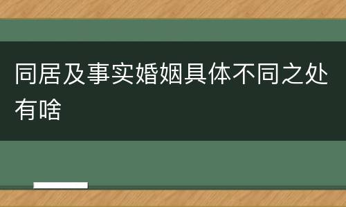 同居及事实婚姻具体不同之处有啥