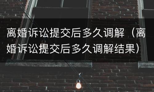 离婚诉讼提交后多久调解（离婚诉讼提交后多久调解结果）