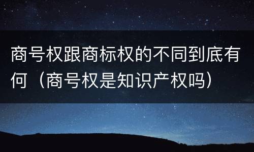 商号权跟商标权的不同到底有何（商号权是知识产权吗）
