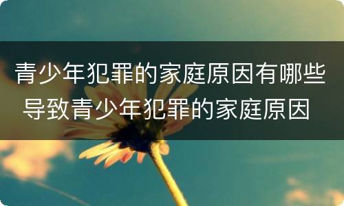青少年犯罪的家庭原因有哪些 导致青少年犯罪的家庭原因