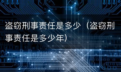 盗窃刑事责任是多少（盗窃刑事责任是多少年）
