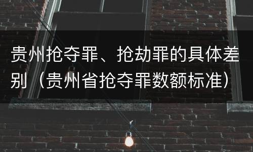 贵州抢夺罪、抢劫罪的具体差别（贵州省抢夺罪数额标准）