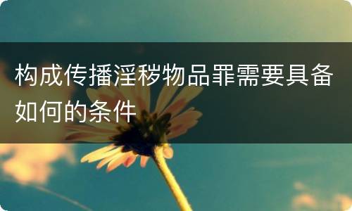 构成传播淫秽物品罪需要具备如何的条件