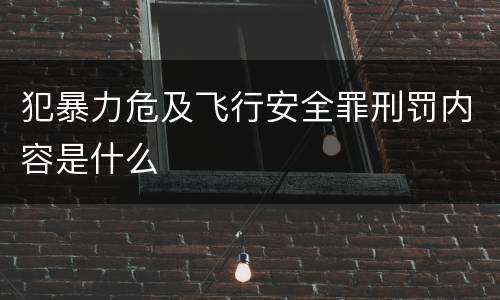犯暴力危及飞行安全罪刑罚内容是什么