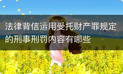法律背信运用受托财产罪规定的刑事刑罚内容有哪些