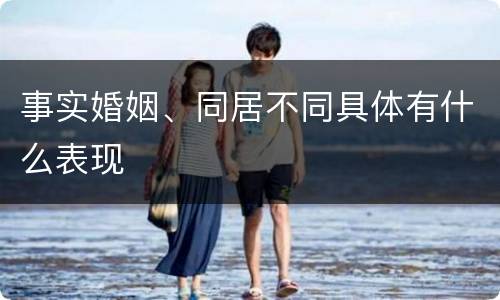 事实婚姻、同居不同具体有什么表现