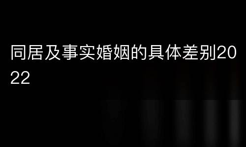 同居及事实婚姻的具体差别2022
