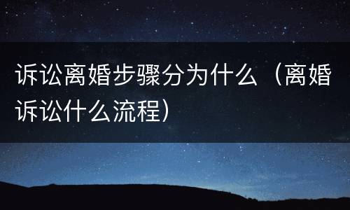 诉讼离婚步骤分为什么（离婚诉讼什么流程）