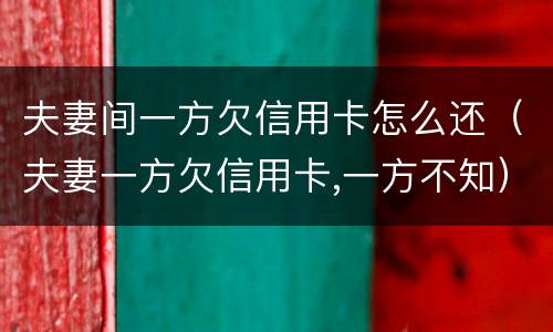 夫妻间一方欠信用卡怎么还（夫妻一方欠信用卡,一方不知）