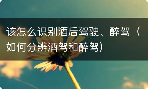 该怎么识别酒后驾驶、醉驾（如何分辨酒驾和醉驾）