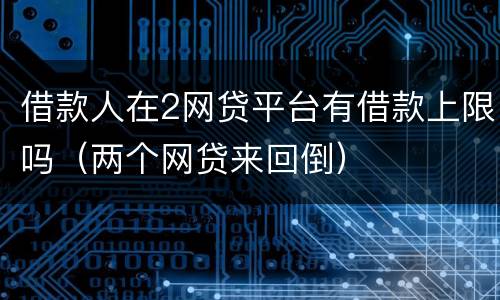 借款人在2网贷平台有借款上限吗（两个网贷来回倒）