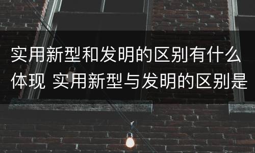 实用新型和发明的区别有什么体现 实用新型与发明的区别是什么