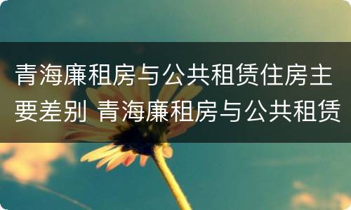 青海廉租房与公共租赁住房主要差别 青海廉租房与公共租赁住房主要差别在哪