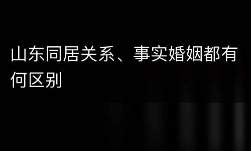 山东同居关系、事实婚姻都有何区别