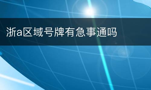 浙a区域号牌有急事通吗