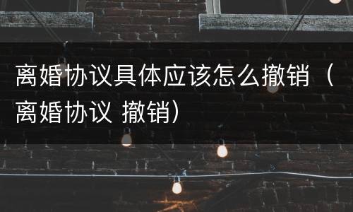 离婚协议具体应该怎么撤销（离婚协议 撤销）