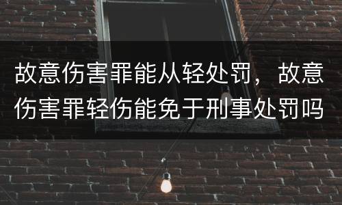 故意伤害罪能从轻处罚，故意伤害罪轻伤能免于刑事处罚吗