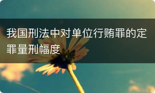 我国刑法中对单位行贿罪的定罪量刑幅度