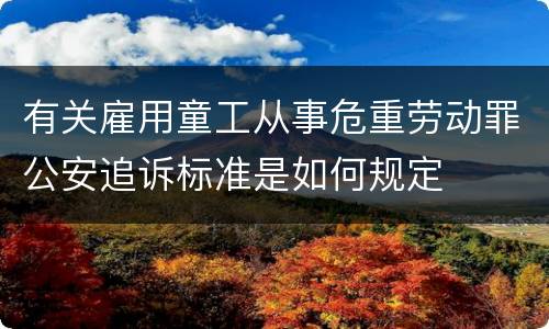有关雇用童工从事危重劳动罪公安追诉标准是如何规定