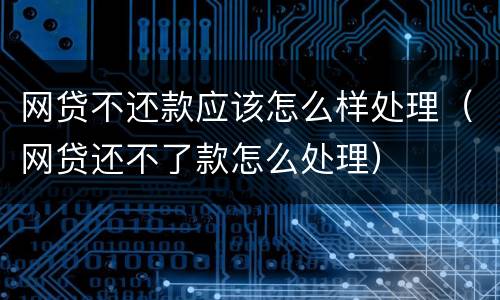 网贷不还款应该怎么样处理（网贷还不了款怎么处理）