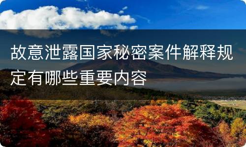 故意泄露国家秘密案件解释规定有哪些重要内容