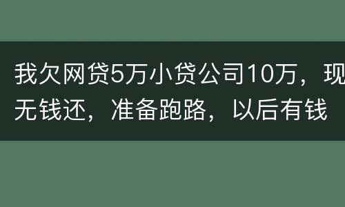 我欠网贷5万小贷公司10万，现无钱还，准备跑路，以后有钱了在还可以吗