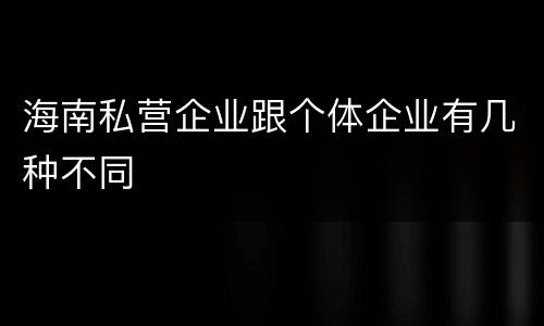 海南私营企业跟个体企业有几种不同