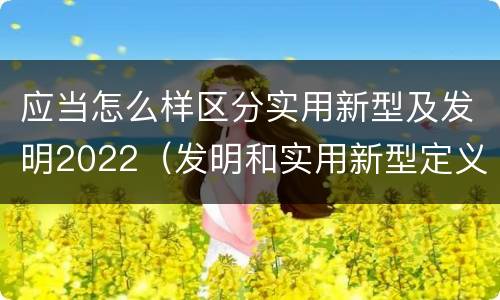 应当怎么样区分实用新型及发明2022（发明和实用新型定义）