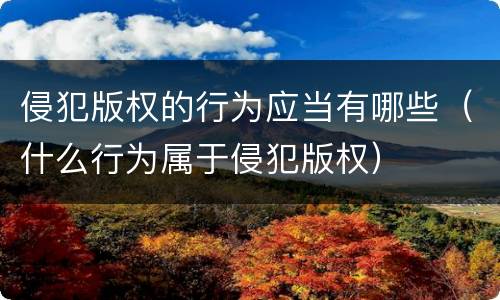 侵犯版权的行为应当有哪些（什么行为属于侵犯版权）