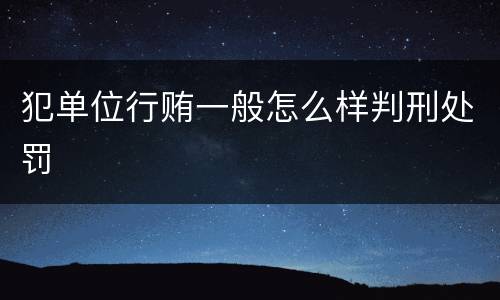 犯单位行贿一般怎么样判刑处罚