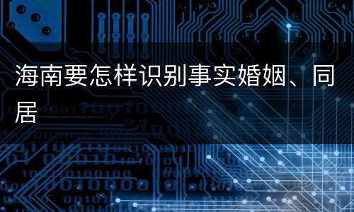 海南要怎样识别事实婚姻、同居