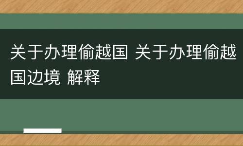 关于办理偷越国 关于办理偷越国边境 解释