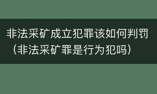 非法采矿成立犯罪该如何判罚（非法采矿罪是行为犯吗）