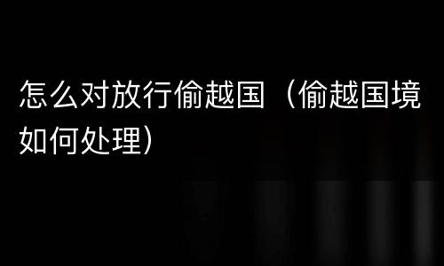 怎么对放行偷越国（偷越国境如何处理）