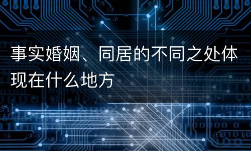 事实婚姻、同居的不同之处体现在什么地方