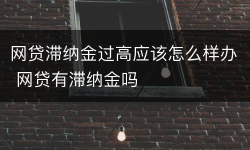 网贷滞纳金过高应该怎么样办 网贷有滞纳金吗