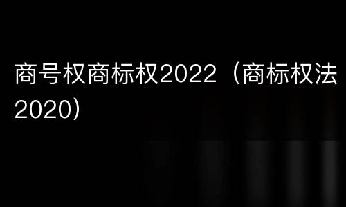 商号权商标权2022（商标权法2020）