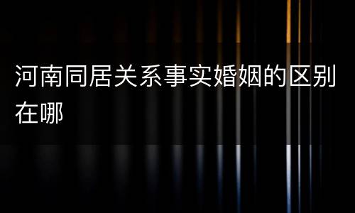 河南同居关系事实婚姻的区别在哪