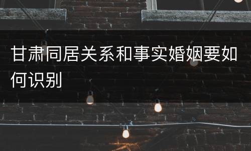 甘肃同居关系和事实婚姻要如何识别