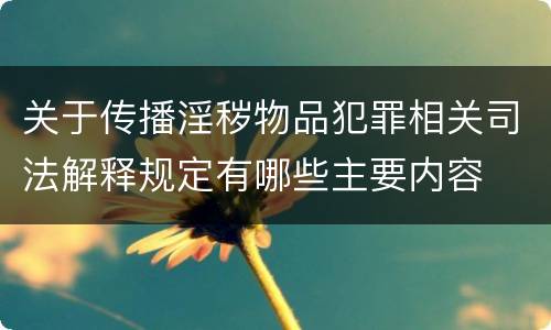 关于传播淫秽物品犯罪相关司法解释规定有哪些主要内容